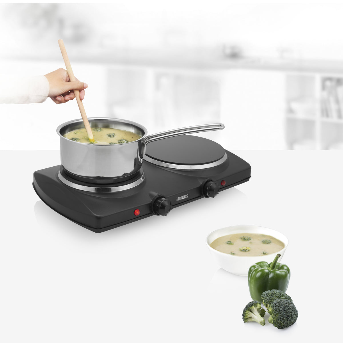 Princess 303021 - Ceran-Kochfeld - 2 Kw - Negro