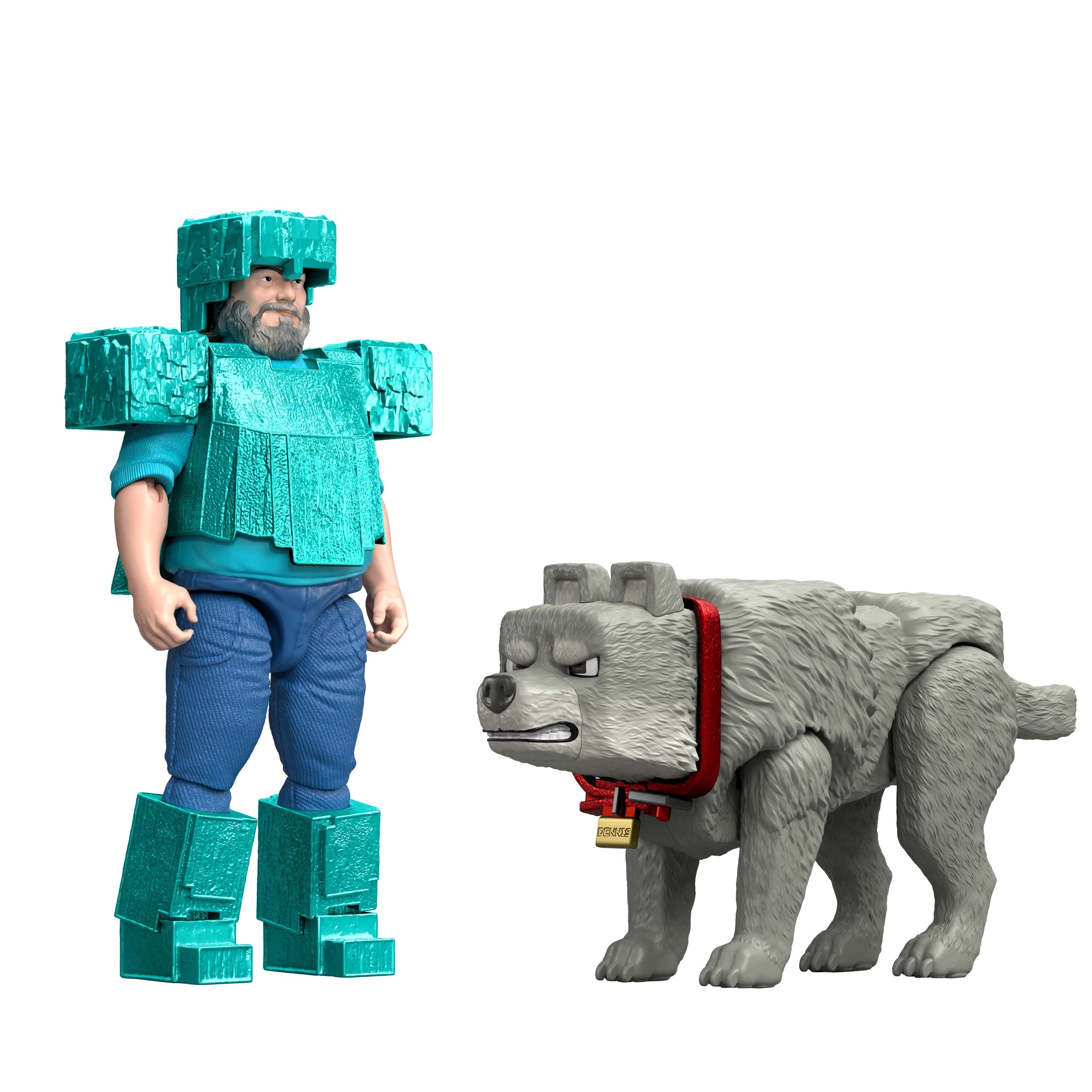 Set 2 Figuras Steve & Wolf Minecraft La Pelicula