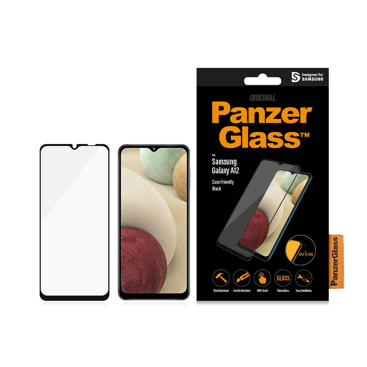 Protector De Pantalla Panzerglass 7251 Para Samsung Galaxy A12 Case Friendly Negro