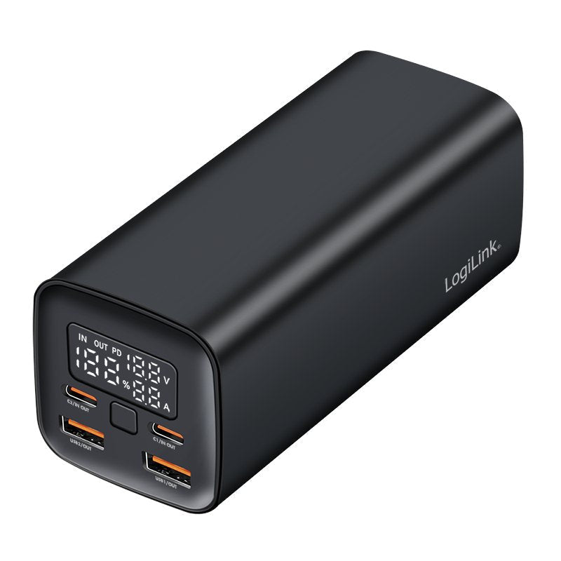 Bateria Externa Power Bank 20000, 2x Usb A + 2x Usb C Qc 3.0 & Pd 3.0 65 W, Black Logilink