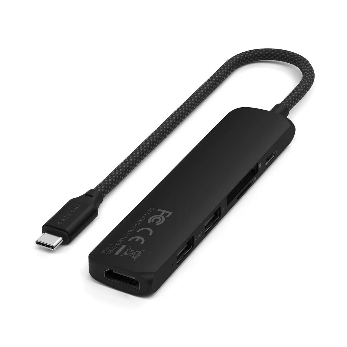 Satechi 6-W-1 Usb-C Slim Multiport Usb-C (Usb-C, 2x Usb-A, 4k Hdmi, Czytnik Kart Micro/Sd) (Negro)