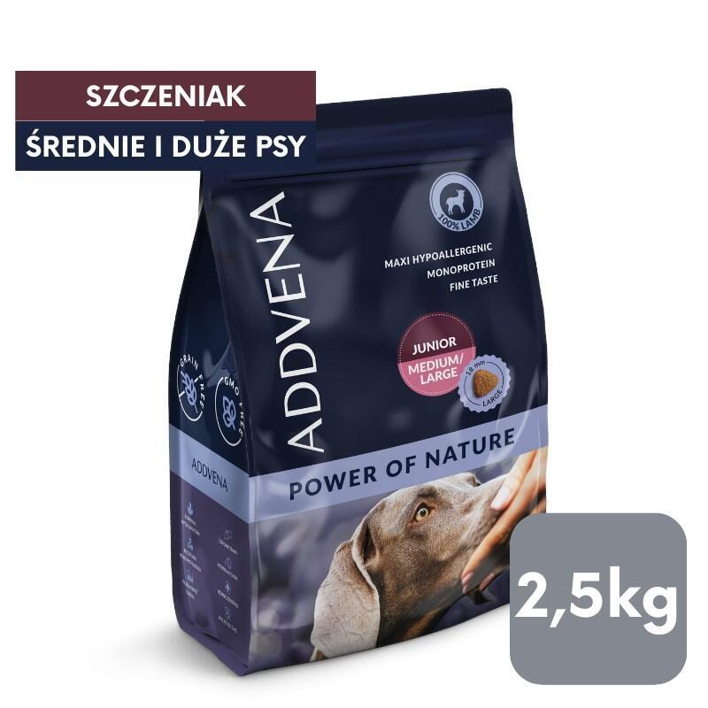 Addvena Power Of Nature Junior/Mediano/Grande Cordero Para Cachorros 2,5 Kg