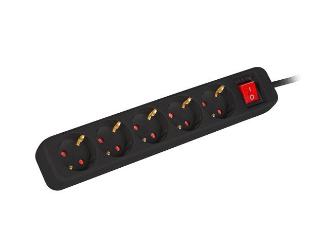 Regleta Lanberg 5 Tomas Schuko Con Protecion Negra 1.5m