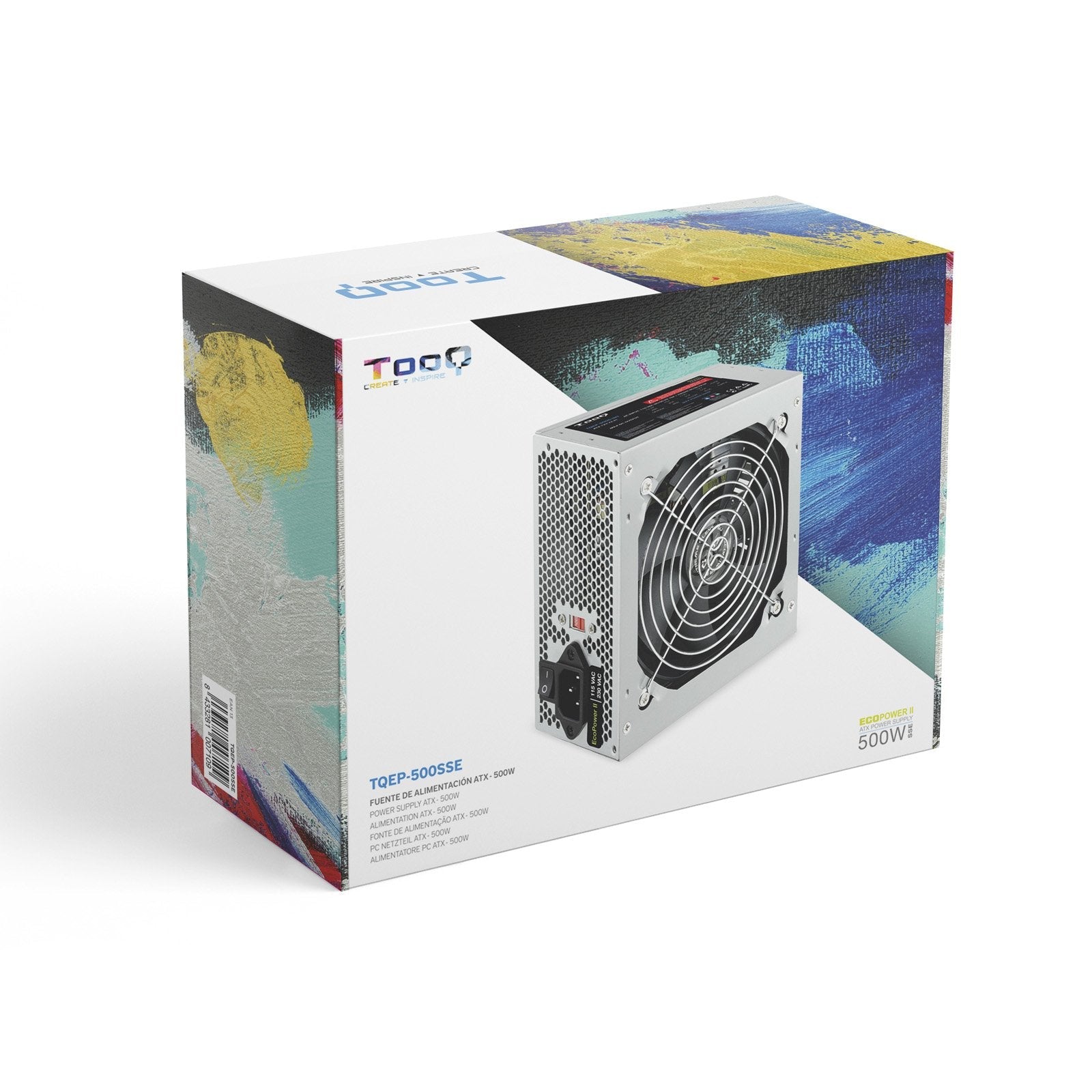 Tooq Ecopower Ii Fuente De Alimentacion 500w Atx 1.3 12v - Pfc Activo - Ventilador Silencioso 120mm