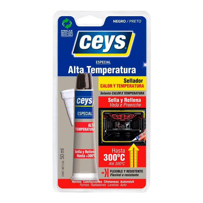 Adhesivo Especial Alta Temperatura, Negro, 50 Ml