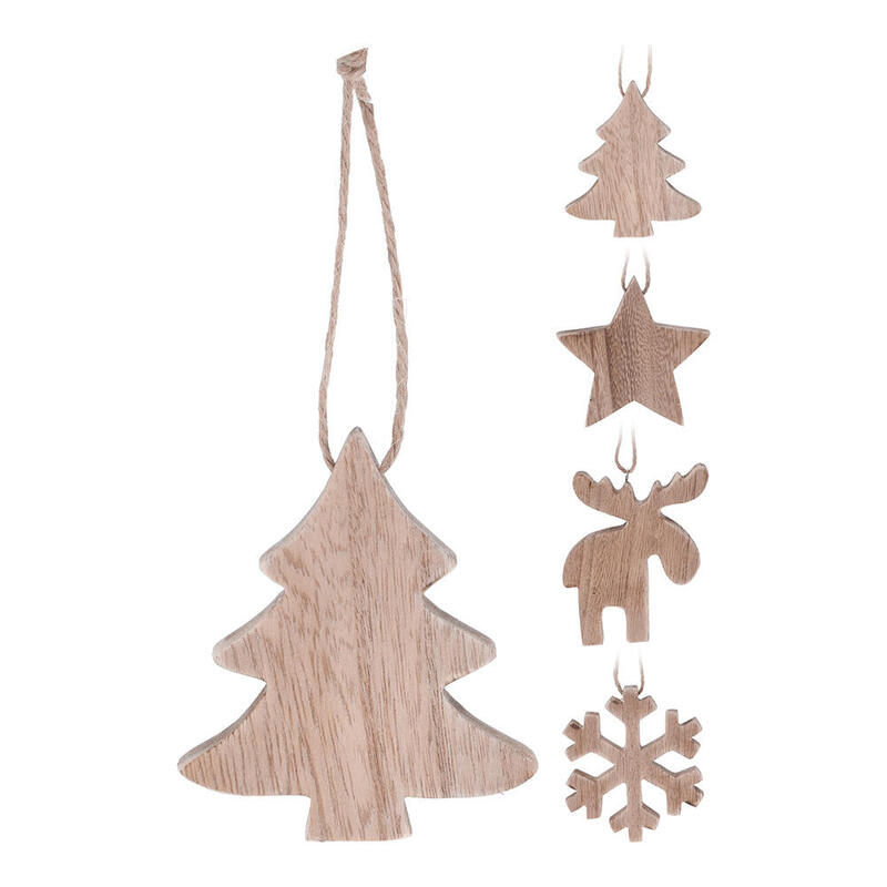 Adorno Navideño Colgante Madera 10cm Colores / Modelos Surtidos