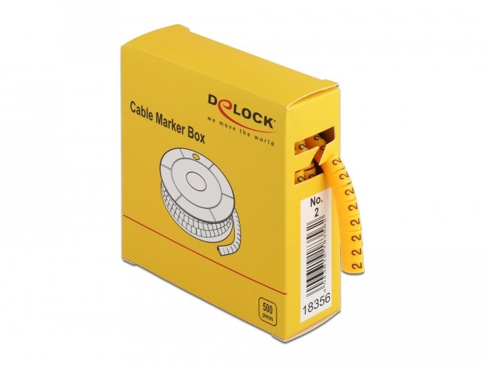 Delock Cablemarker Box, Nr: 2, Gelb, 500 Stück