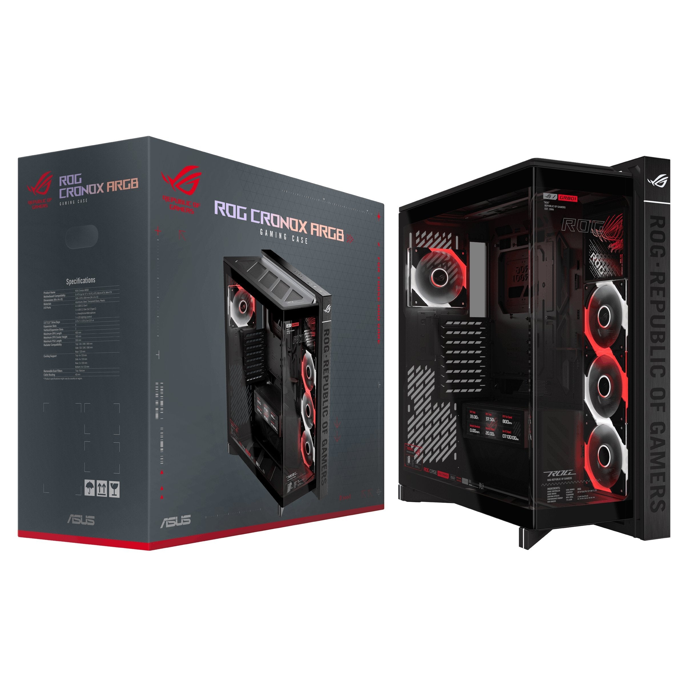 Asus Rog Cronox Gr801 Curve Tg Argb Black Midi Tower Negro