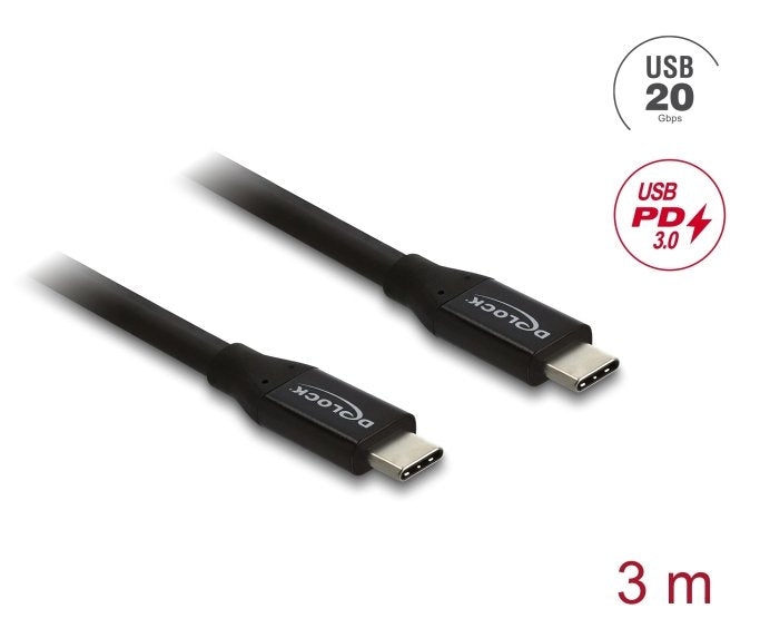 Delock Koaxiales Usb 20 Gbps Cable Usb Pd 3.0 60 W 3 M