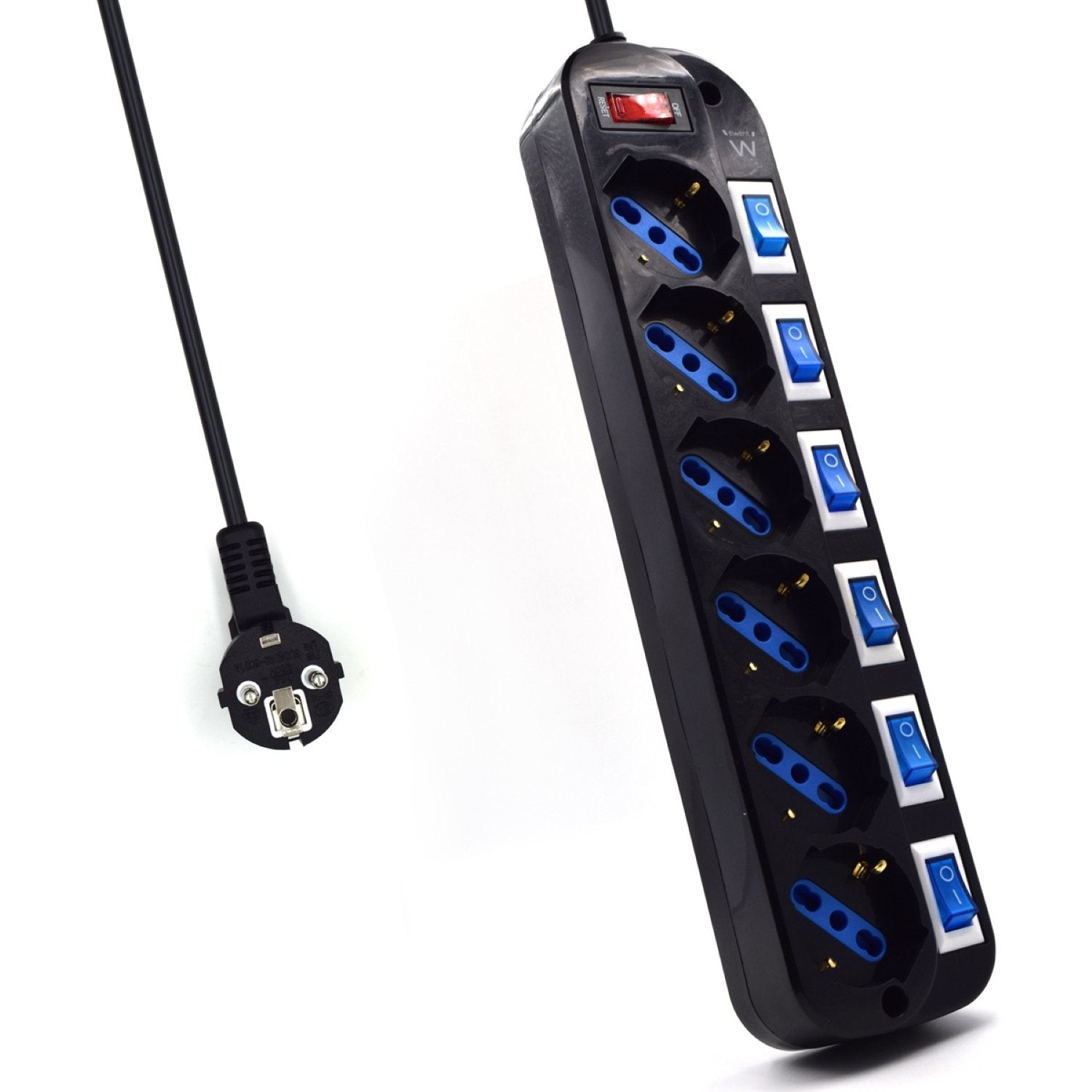 EAN 8054392617966 - Ewent EW3851 limitador de tensión Negro 6 salidas AC 220 V 1,5 m imagen 1