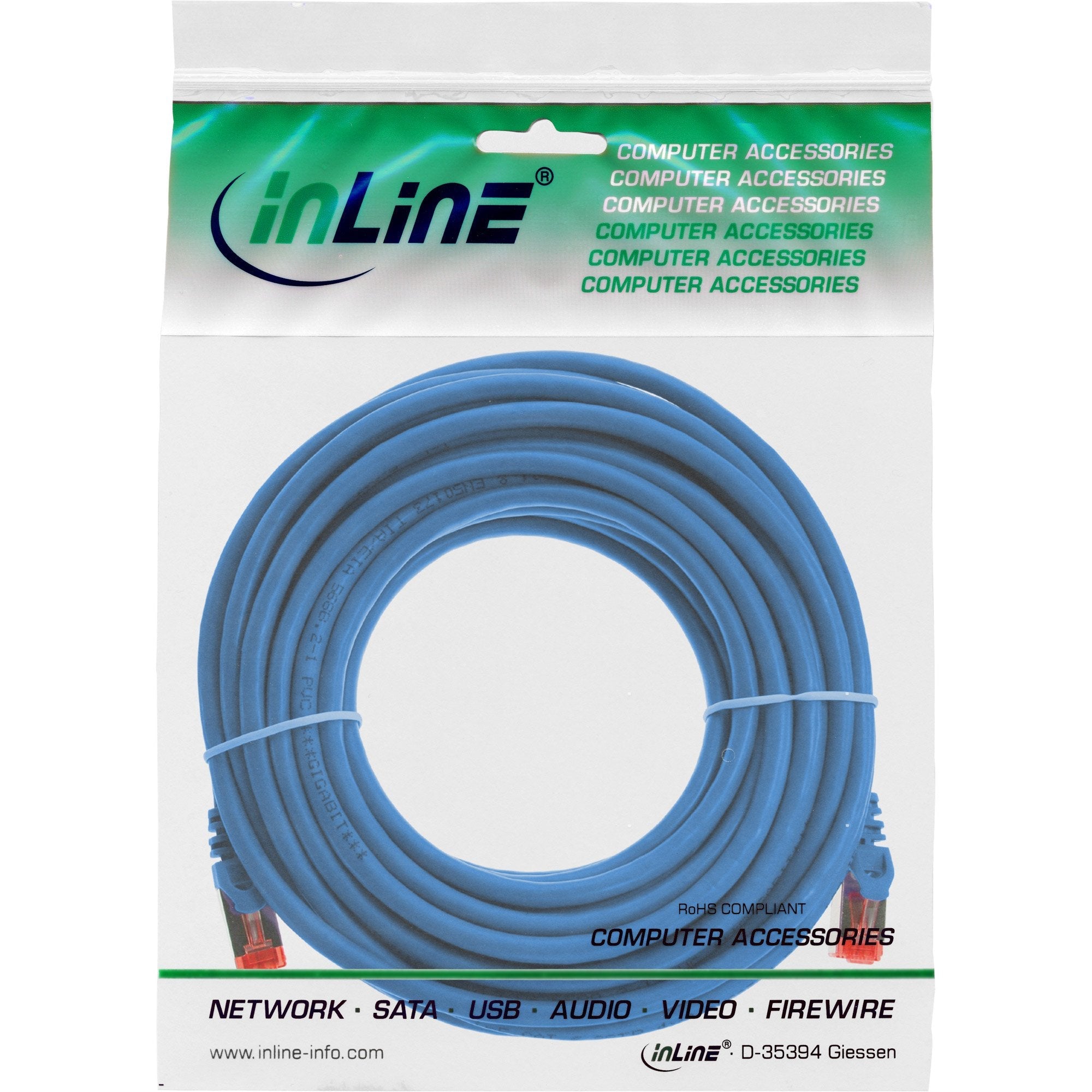 Cable De Red Inline S/Ftp Pimf Cat.6 250mhz Cobre Libre De Halógenos Azul 10m