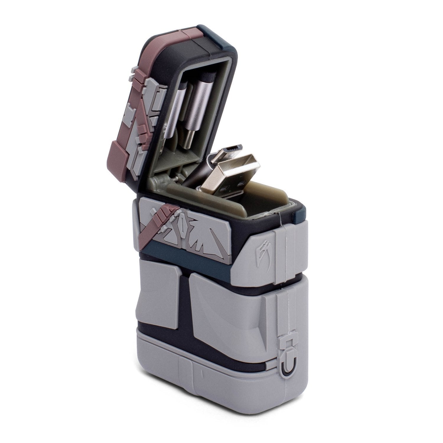 Cable Retráctil Powersquad Flip "The Mandalorian" 3 En 1 Lightning/Micro/Usb-C