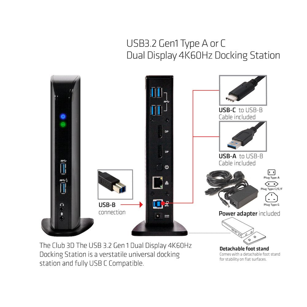 Club3d Usb 3.0 Dual Display 4k60hz Docking Station