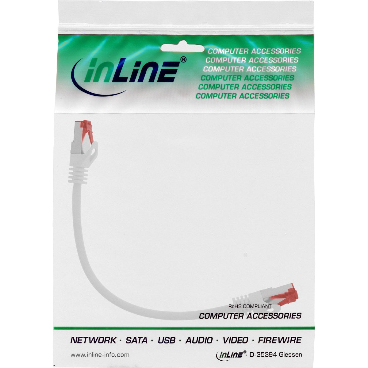 Cable De Red Inline S/Ftp Pimf Cat.6 250mhz Cobre Libre De Halógenos Blanco 0.3m
