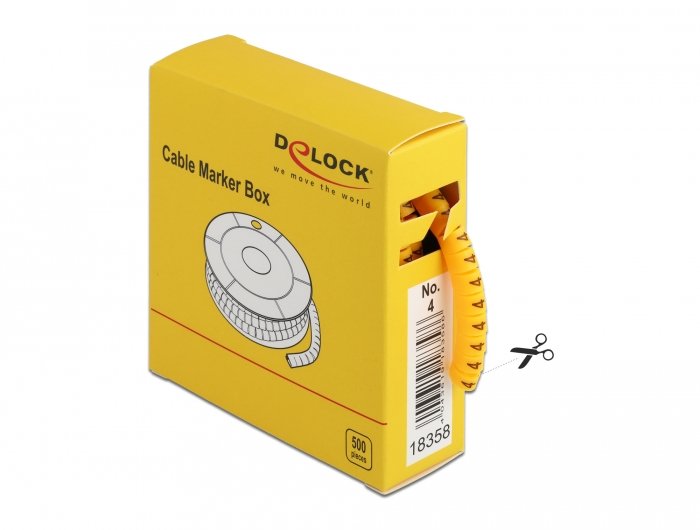 Delock Cablemarker Box, Nr: 4, Gelb, 500 Stück
