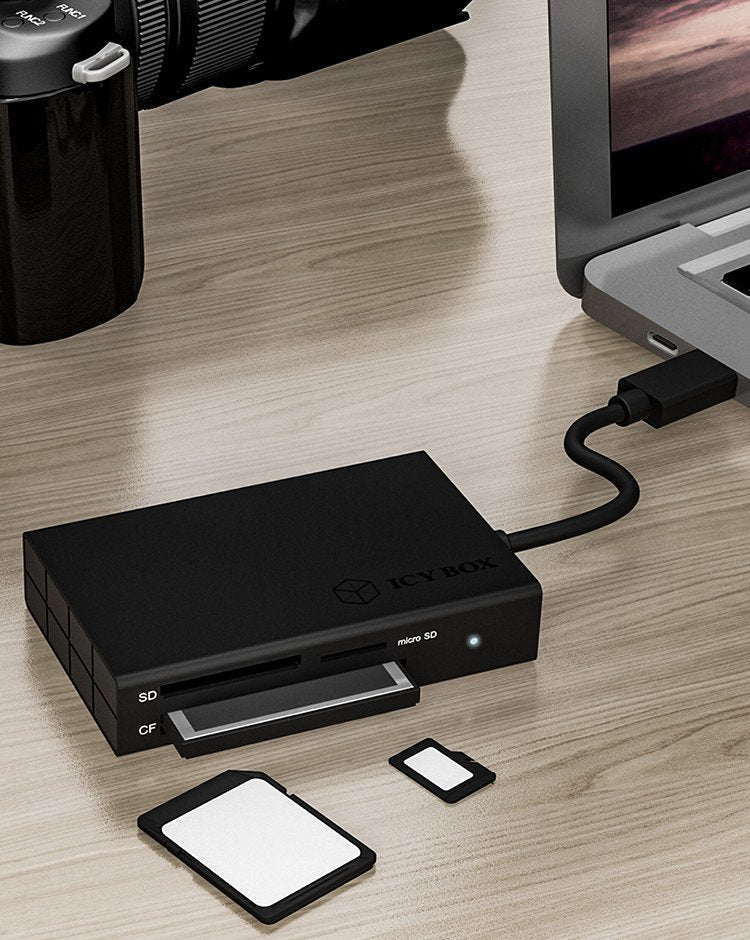 Lector De Tarjetas Externo Icy Box Ib-Cr401-C3 Negro Usb 3.2 Gen 1 (3.1 Gen 1) Type-C