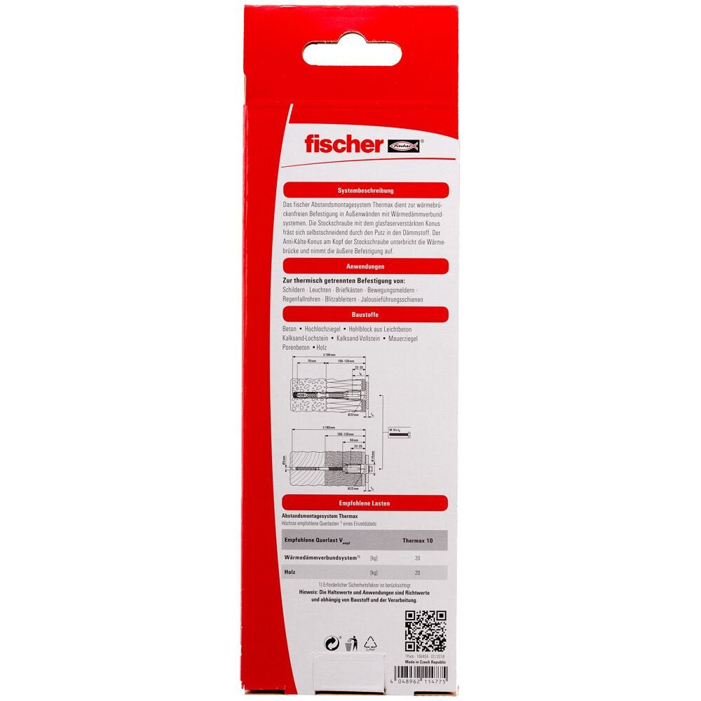 Sistema De Montaje A Distancia Fischer Thermax 10/120 M10 B, Tacos (2 Piezas) 512173
