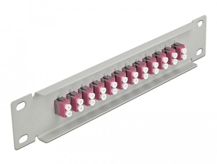 Delock 66790 Panel De Conexión De Fibra Óptica De 10" De 12 Puertos Lc Duplex Violeta 1u Gris