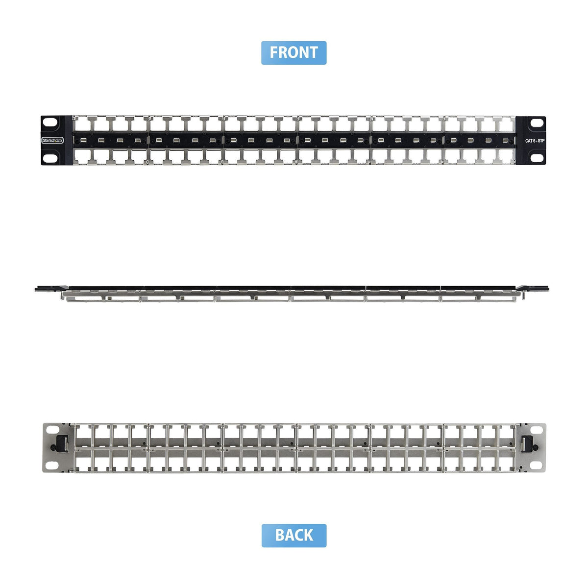 Startech.Com Startech - Leeres Keystone-Patchpanel - Para Rj45 - Apto Para Montaje En Pared, Rack Montable - Cat 6a/8 - Stp/Utp - Negro - 1u - 48.3 Cm (19")