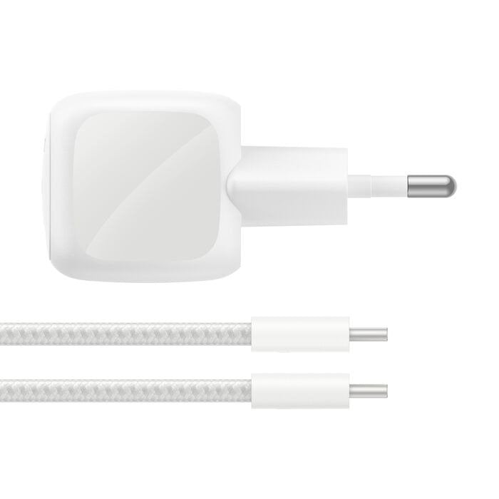 Pack Cargador De Red *Gan* Usb-C 30w Pd + Cable Tresse Usb-C Vers Usb-C 2m - Plateado - Belkin