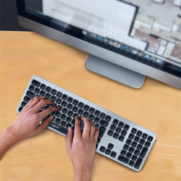 Teclado Aleman Logilink Id0206  Bluetooth Gris