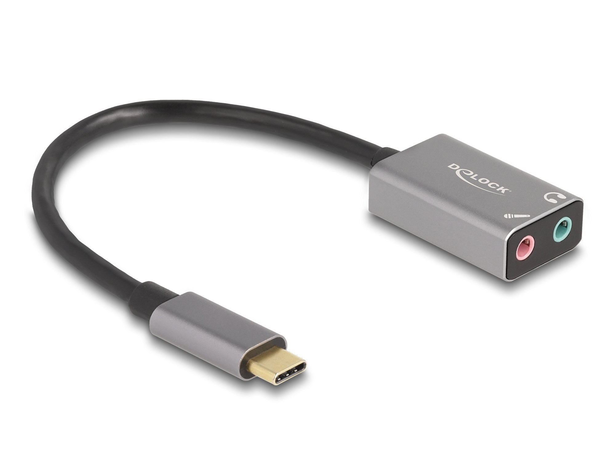 Delock Externe Usb Soundkarte Mit Type-C Stecker Auf 2 X 3.5mm Klinkenbuchse Plug & Play Audio Adapter