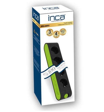 EAN 8681949014192 - Inca IPW-44YS3 Negro, Verde 4 salidas AC 250 V 3 m imagen 1