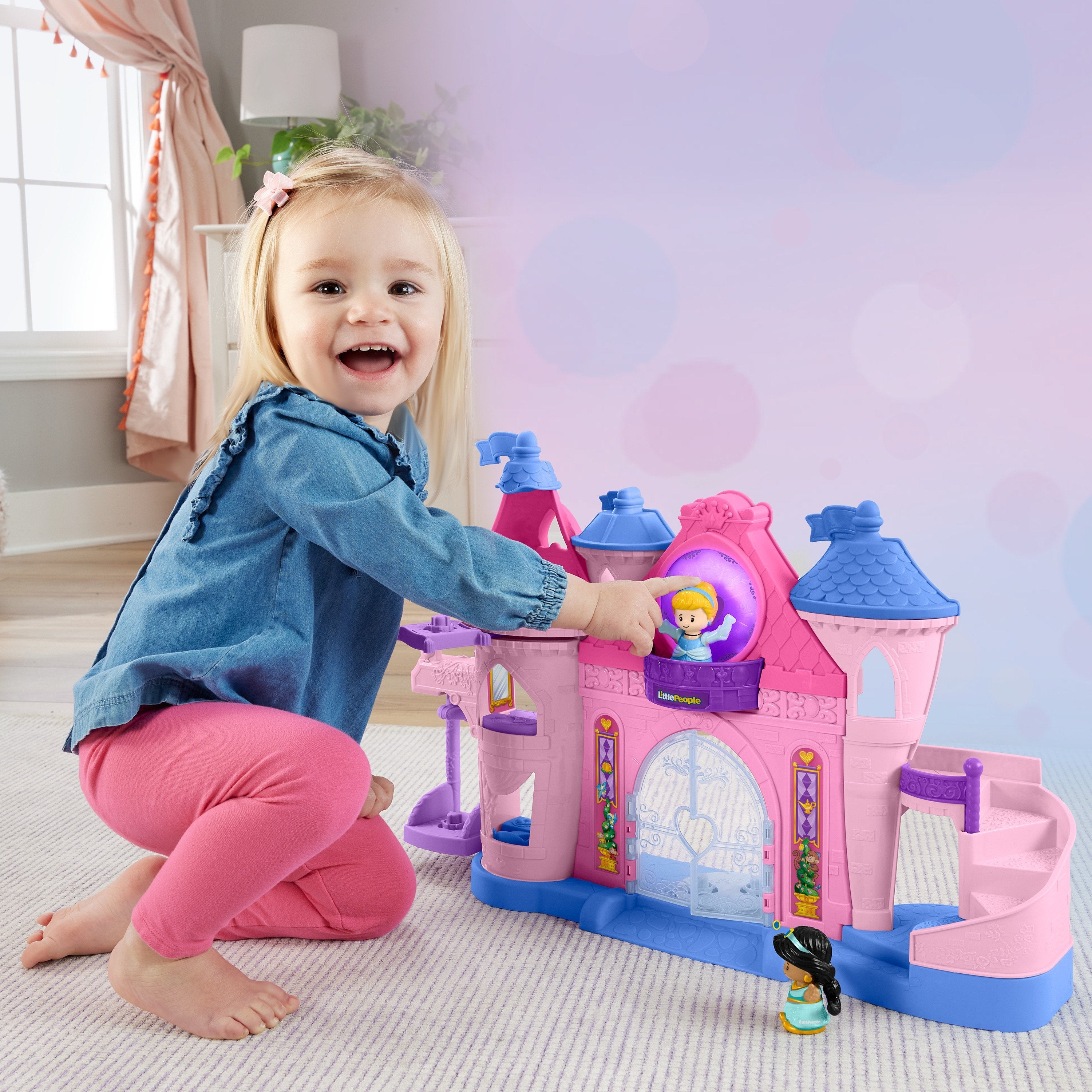 Fisher-Price - Disney Princess Little People, Conjunto De Juego Magical Lights & Dancing Castle, Bebés +1 Año (Mattel Hnd55)