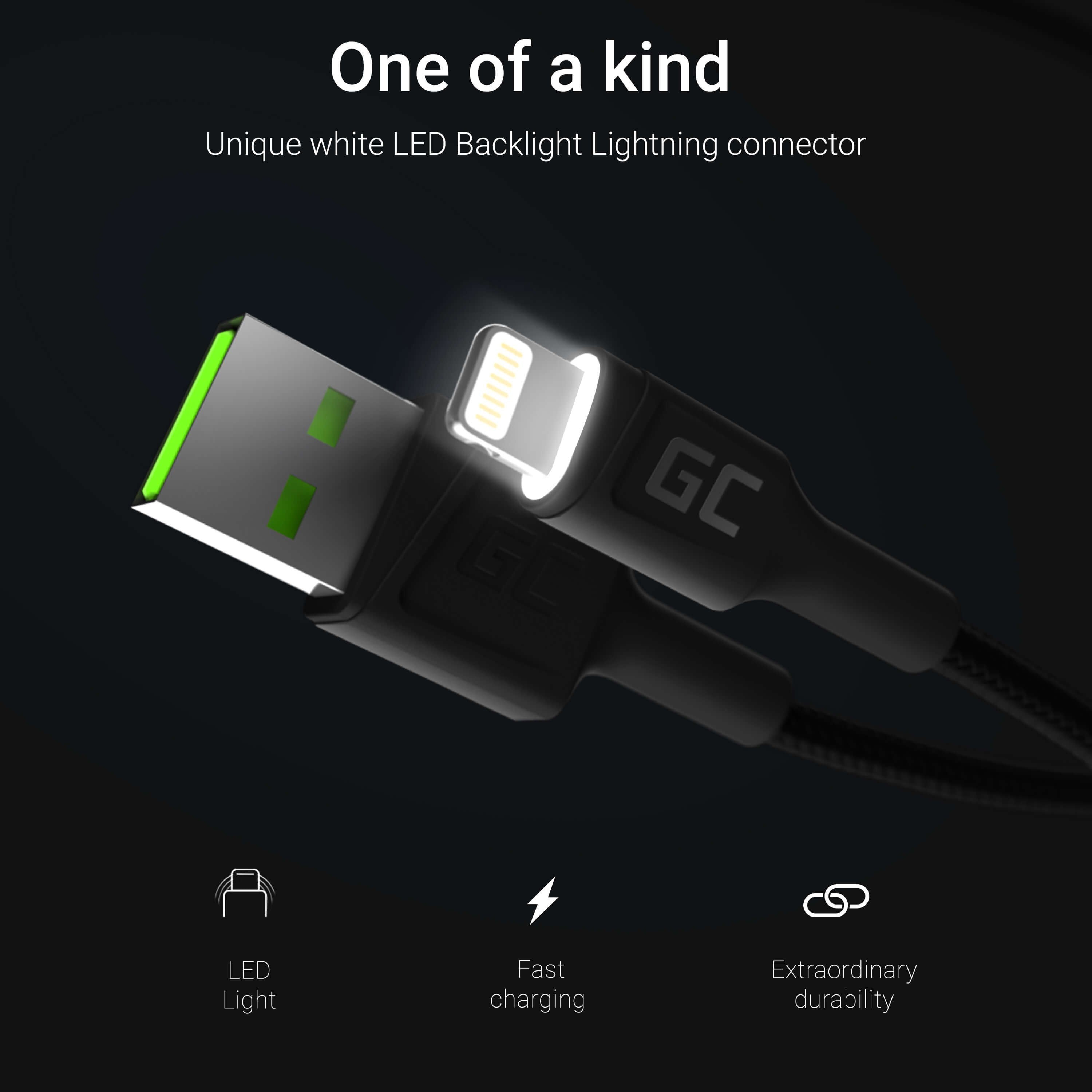 Cable Datos Usb 2.0 A Lightning (Iphone/Ipad) Led Blanco 1.2m Greencell Kabgc05