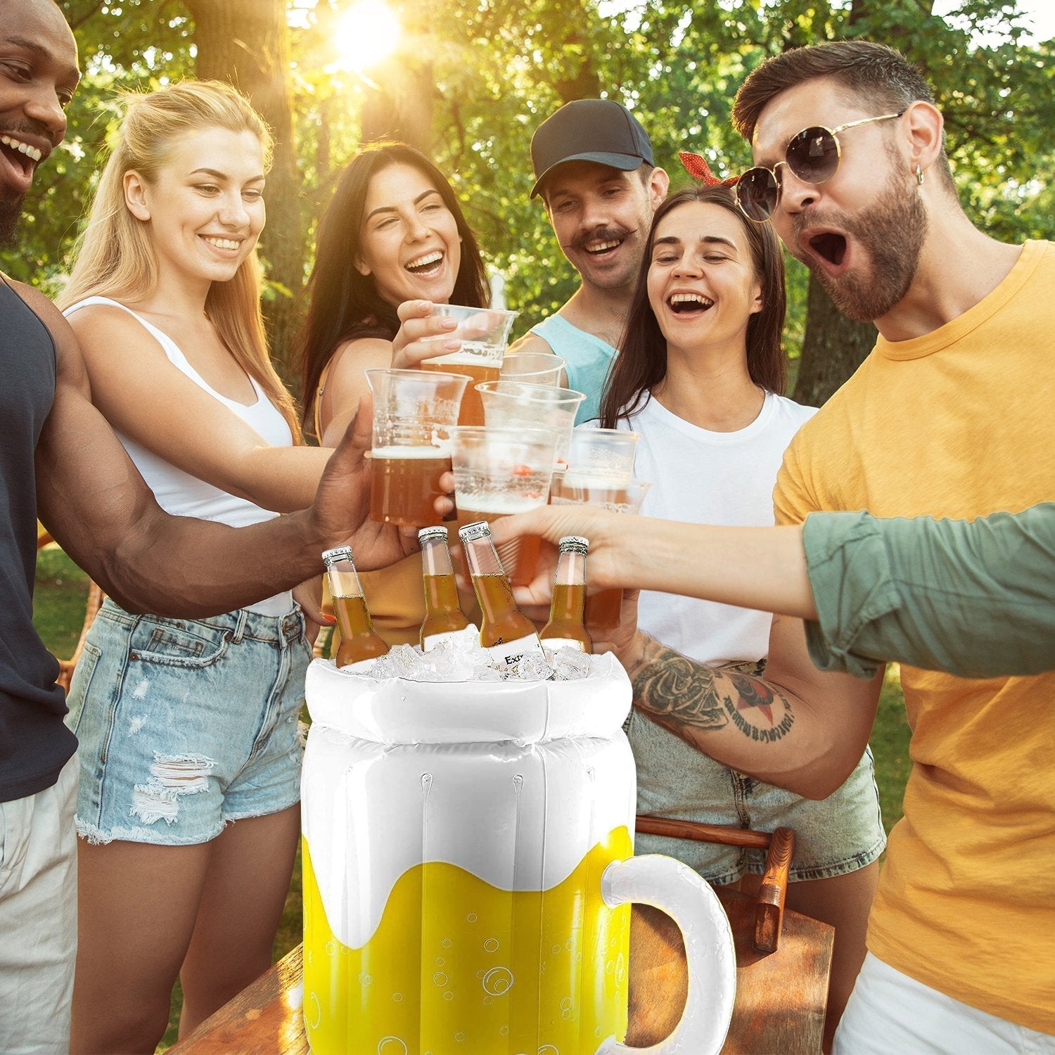Mad Monkey Enfriador De Bebidas Cubo De Cerveza Hinchable 10l Blanco