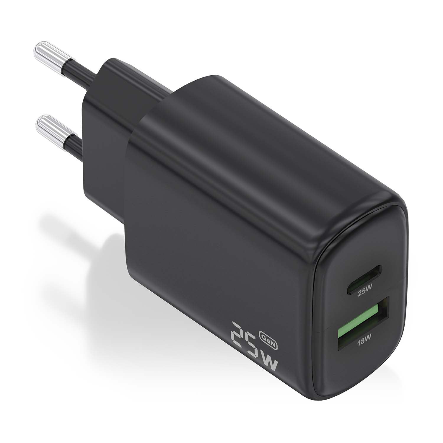 Aisens Cargador 25w, 1xusb-C Pd3.0, 1xusb-A Qc3.0, Negro