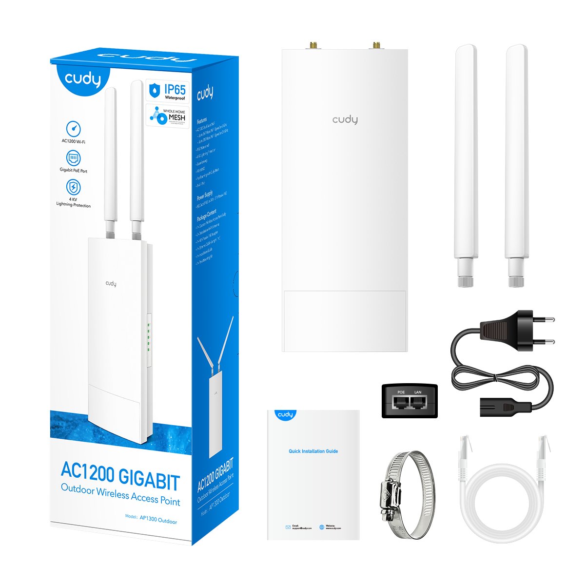 Cudy Ap1300 Outdoor 867 Mbit/S Blanco Energía Sobre Ethernet (Poe)