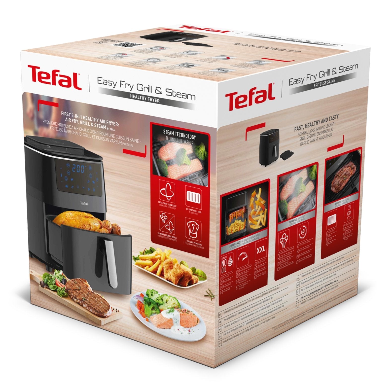 Tefal 3 En 1 Easy Fry Grill & Steam, Freidora De Aire Fw2018