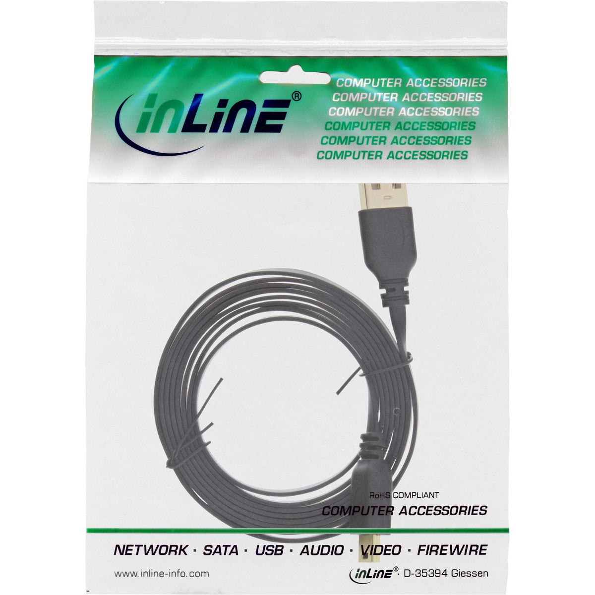Inline Usb 2.0 Flat Cable Usb A Macho A Mini-B Macho 5 Pines Negro / Dorado 1,0 M