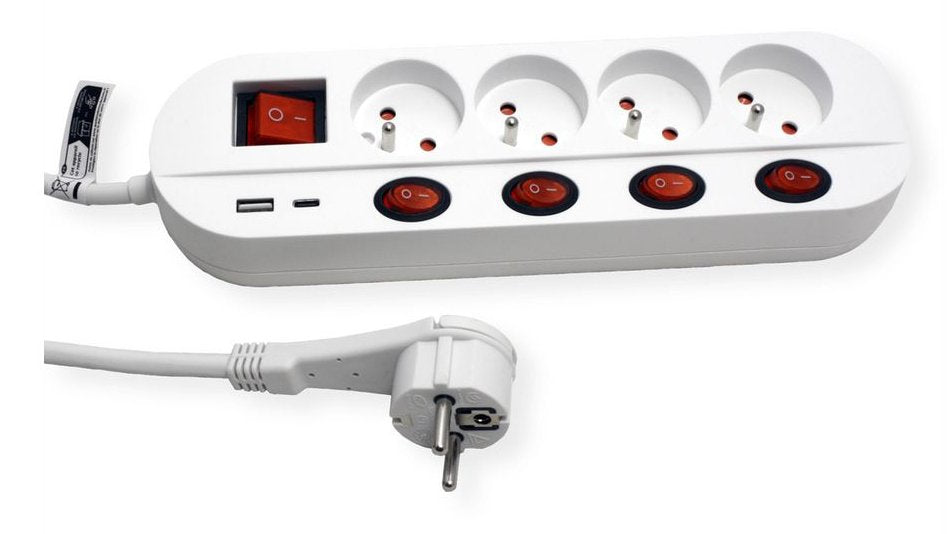Roline 4-Fach Steckdosenleiste Mit Schalter, Ute Version, Usb-Charger A+C, 1,5 M