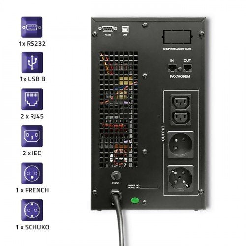 Qoltec 53043 Uninterruptible Power Supply On-Line 3kva 2.4kw Lcd Usb