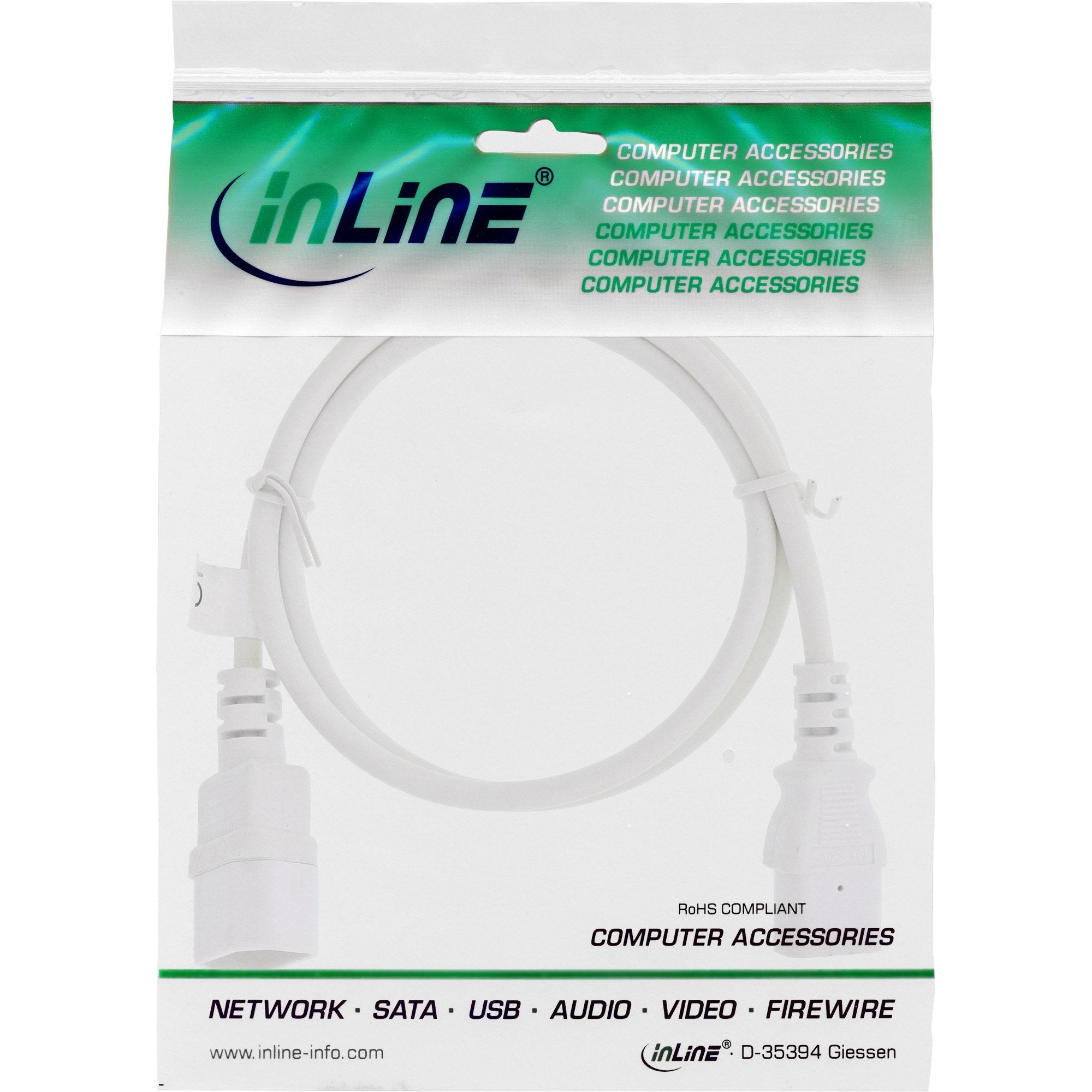 Extensión De Cable De Alimentación Inline, C13 A C14, Blanco, 1,5 M