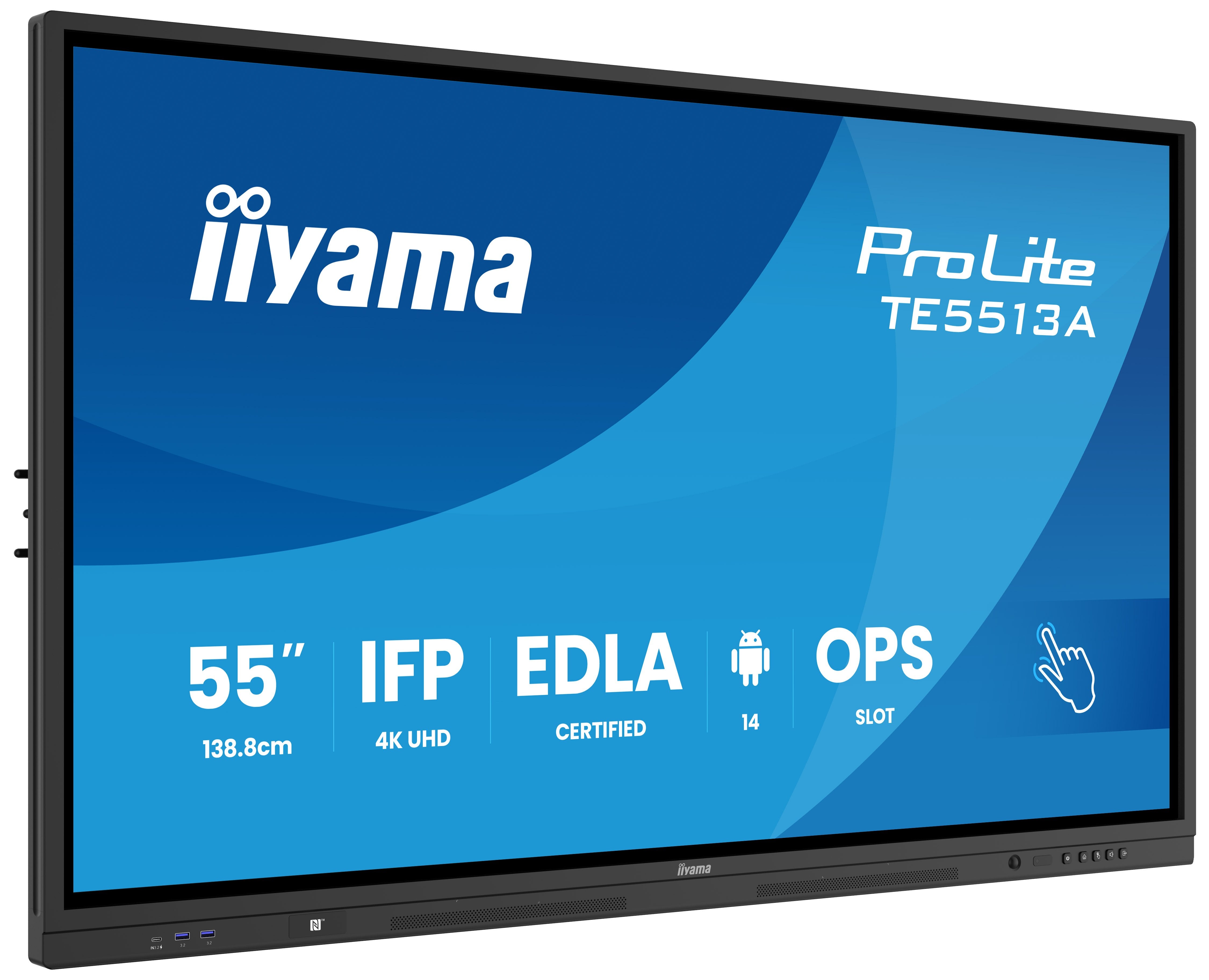 Pantalla Iiyama Te6513a-B1ag De Señalización Panel Plano Interactivo 163,8 Cm (64.5") Wifi 450 Cd / M² 4k Ultra Hd Negro Pantalla Táctil Procesador Incorporado Android 18/7