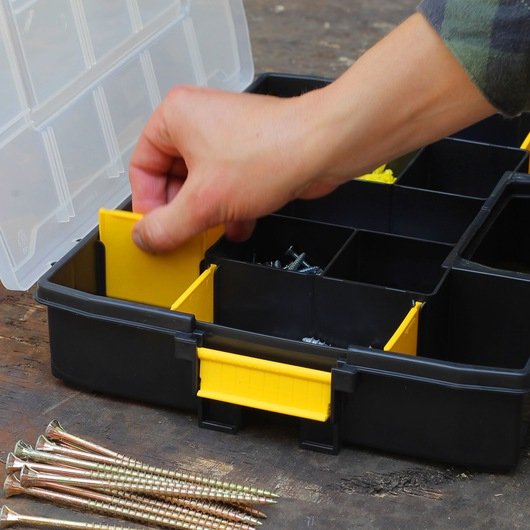 Caja De Herramientas Stanley 1-97-483 Pieza Pequeña Y  Caja Para Piezas Pequeñas Nylon Negro, Transparente, Amarillo Negro/Amarillo, Caja Para Piezas Pequeñas, Nylon, Negro, Transparente, Amarillo, 67 Mm, 375 Mm, 292 Mm