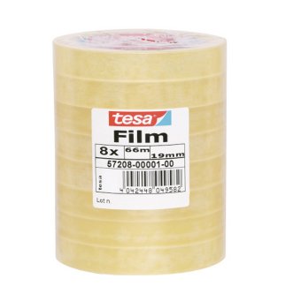 Tesa Tesafilm - Oficina-Cinta Adhesiva - 19 Mm X 66 M - Película De Polipropileno - Transparente (Paquete De 8)
