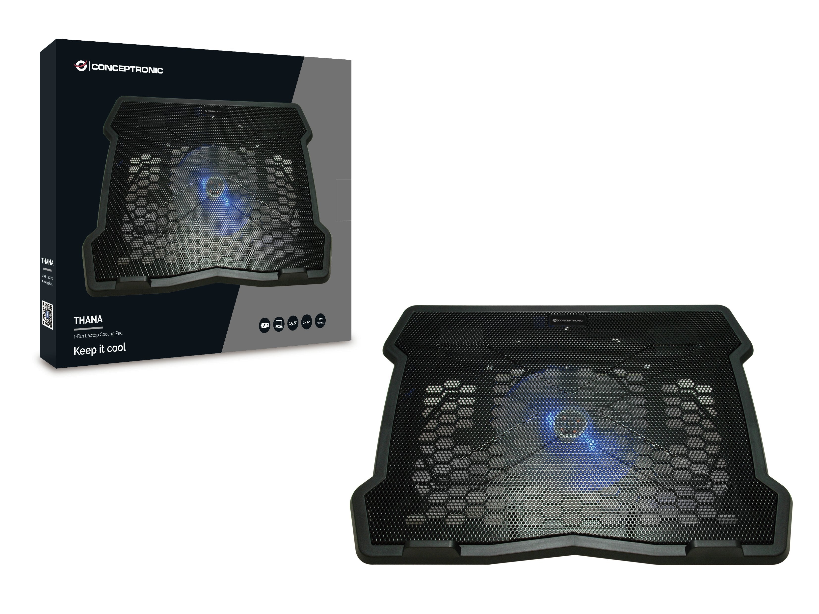 Conceptronic 1-Fan Cooling Pad (15.6")/ Schwarz