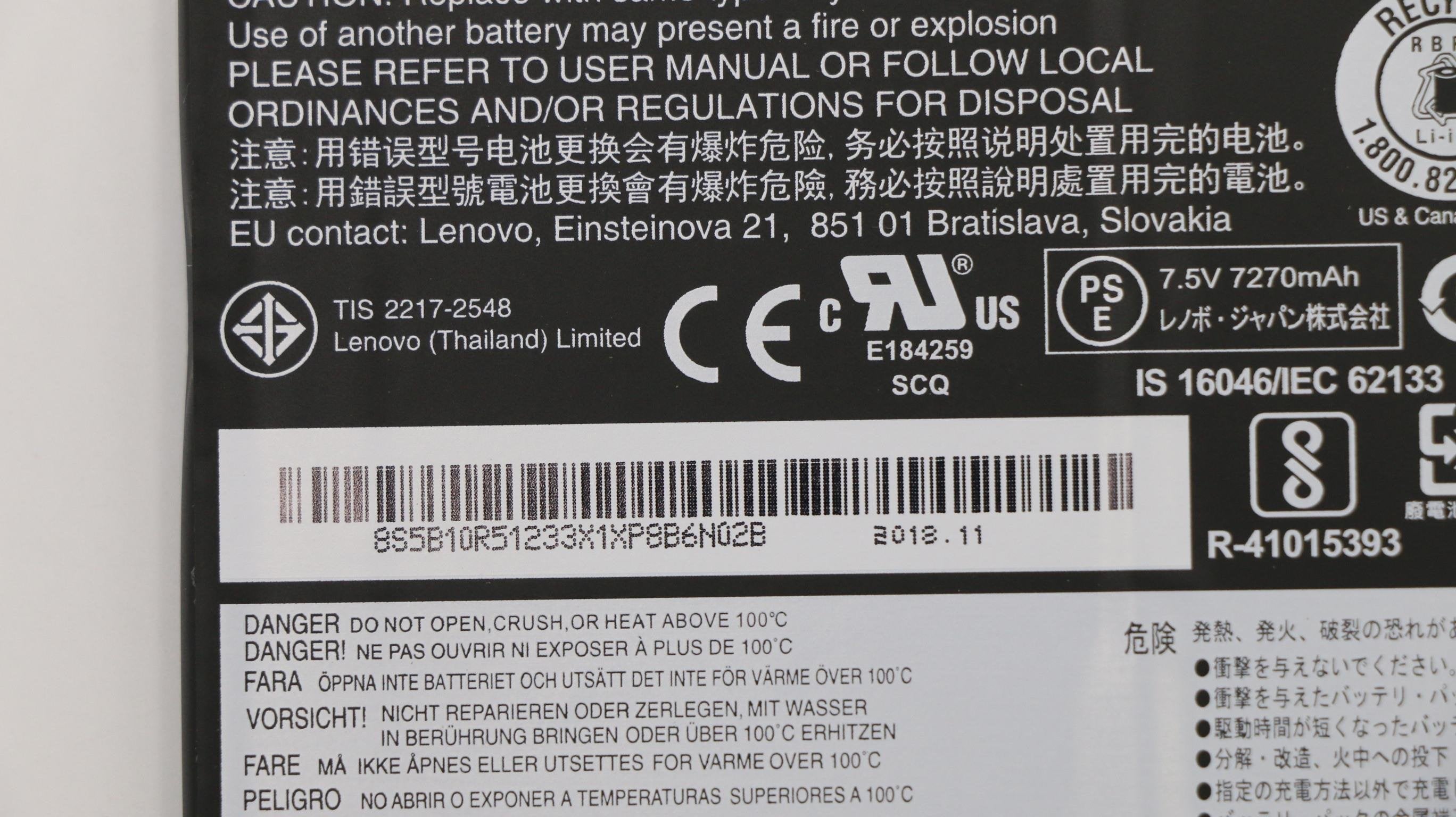 56wh Lithium-Ion Battery For  Lenovo Laptops 5b10r51233,