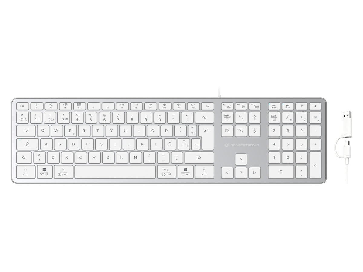 Conceptronic Usb Teclado Slim Usb-A/Usb-C Layout Es Ws