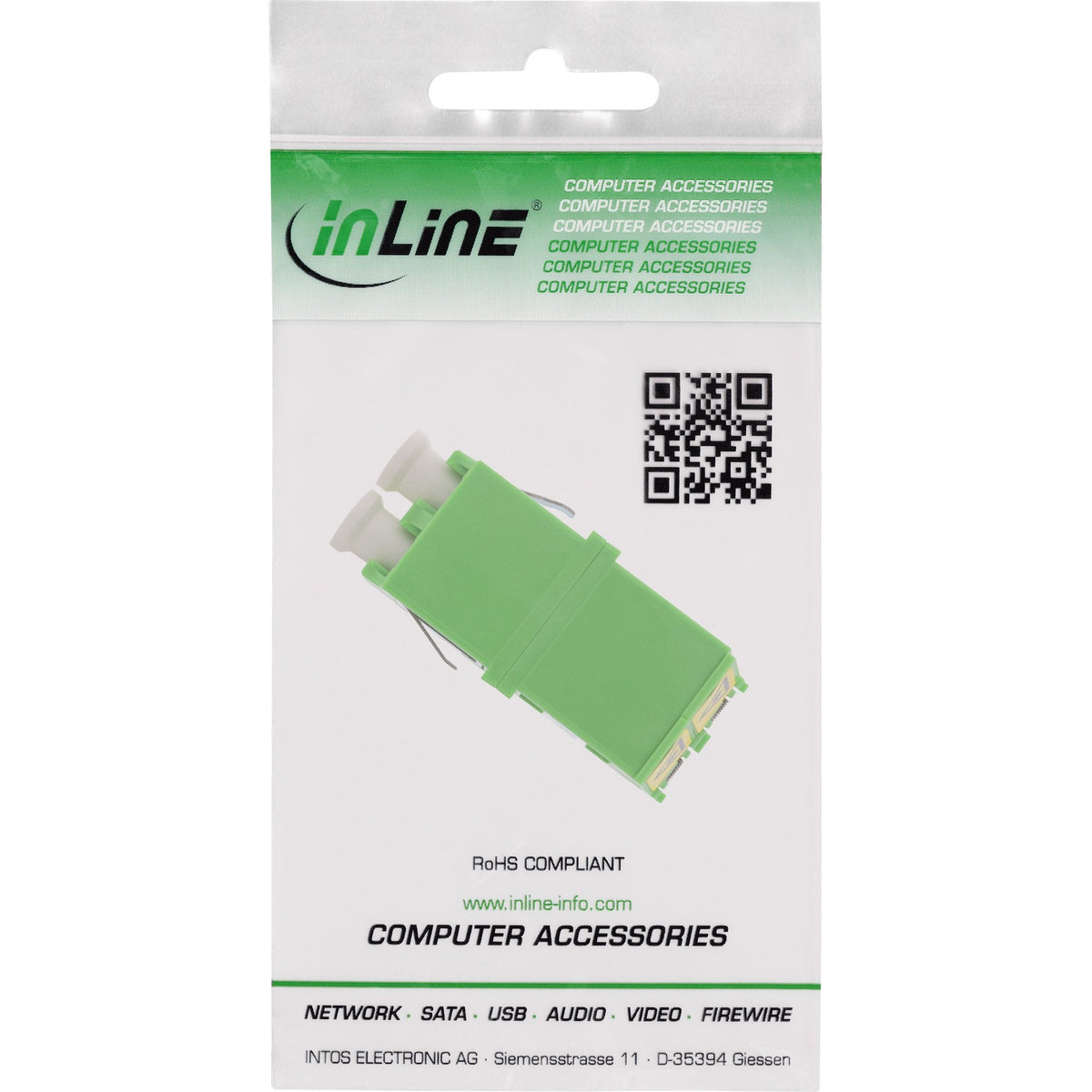 Inline® Fiber Optical Adaptador Duplex Lc/Lc Sm Ceramic Sleeve Verde Ext. Shutter