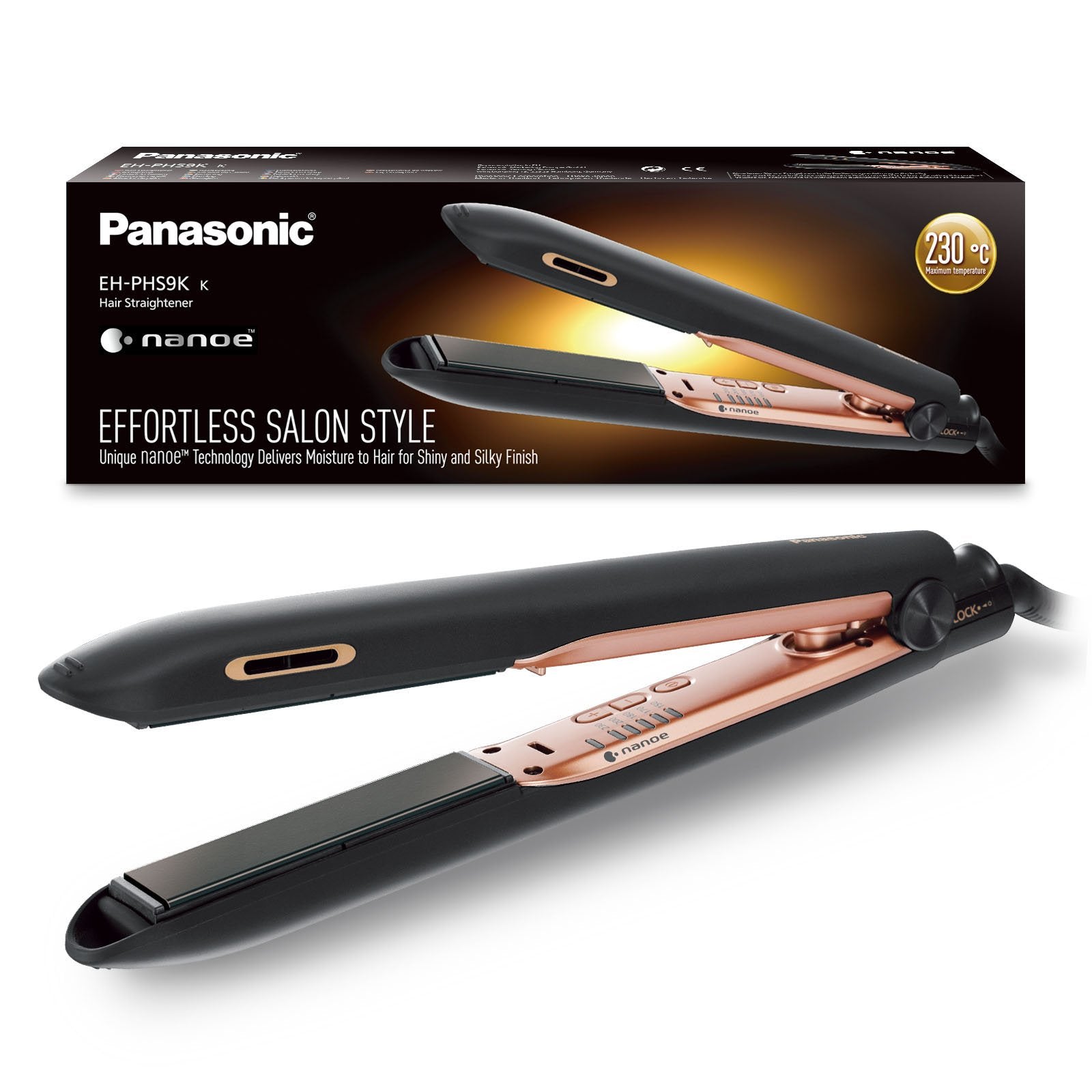 Plancha Para El Pelo  Panasonic Eh-Phs9k Glätteisen Negro