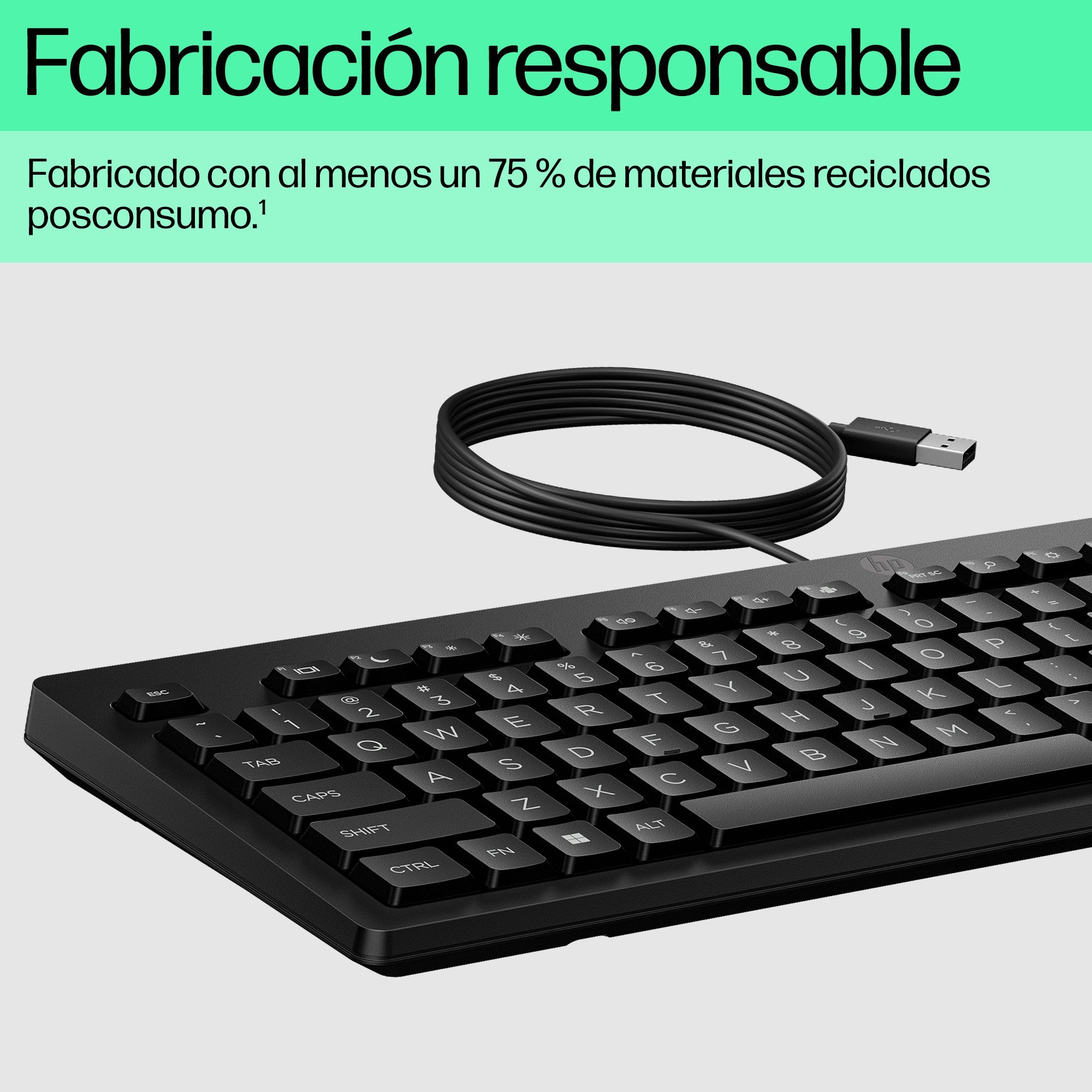 EAN 0198701843627 - HP 125 G2 USB Wired Keyboard teclado Oficina Negro imagen 8