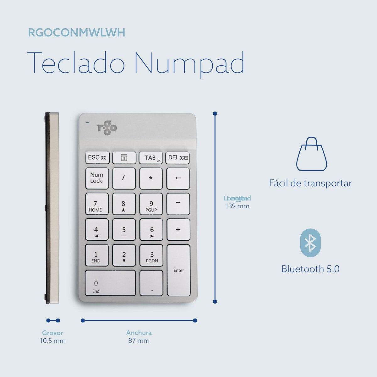 EAN 8719274491910 - R-Go Tools RGOCONMWLWH teclado numérico Portátil imagen 13