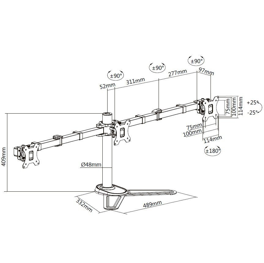 Soporte Pantalla Sobremesa 13-27 Doble Brazo Soporta 3 Monitores Vesa Standard Hasta 8kg