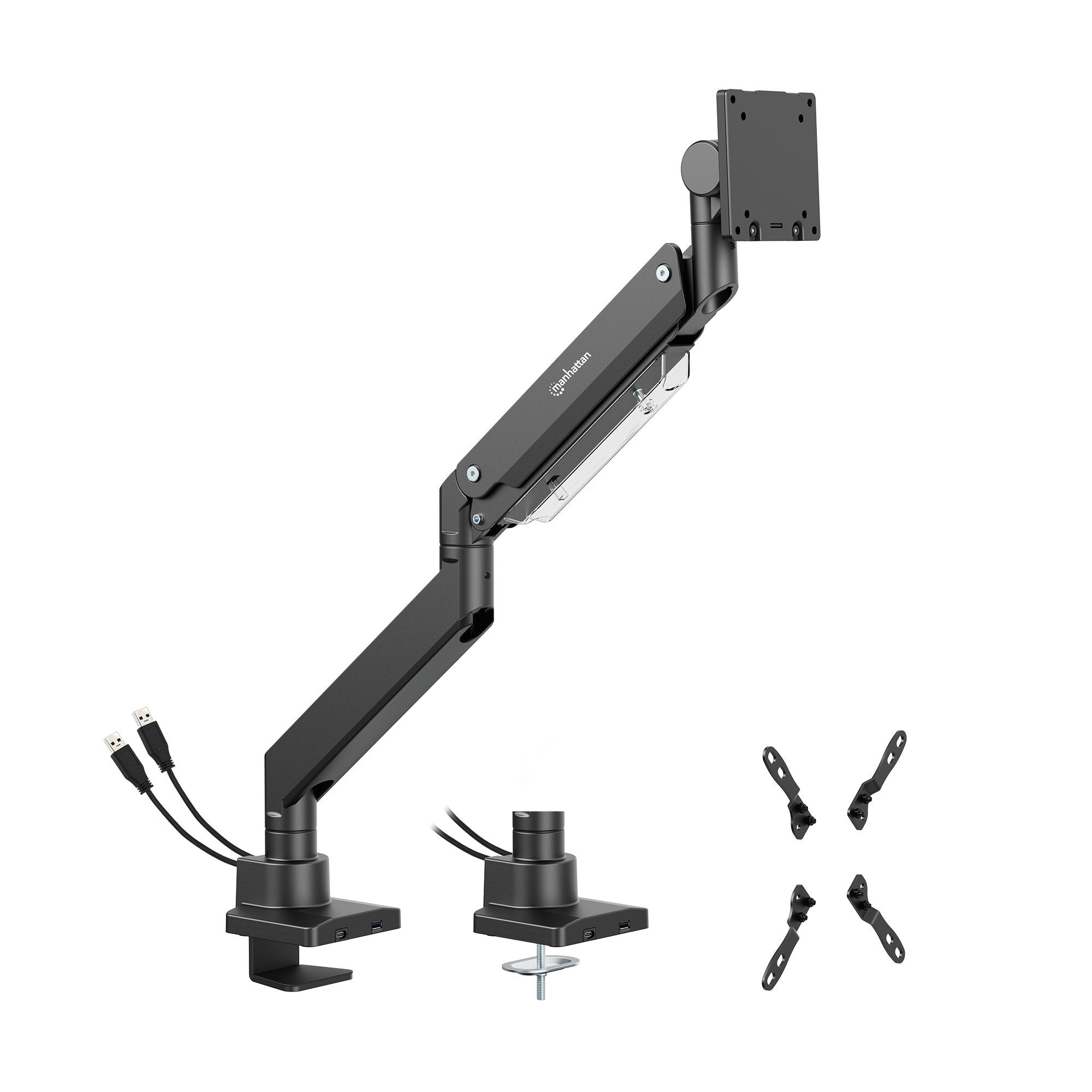 Soporte Manhattan 462594 Para Monitor  (57") Escritorio Negro