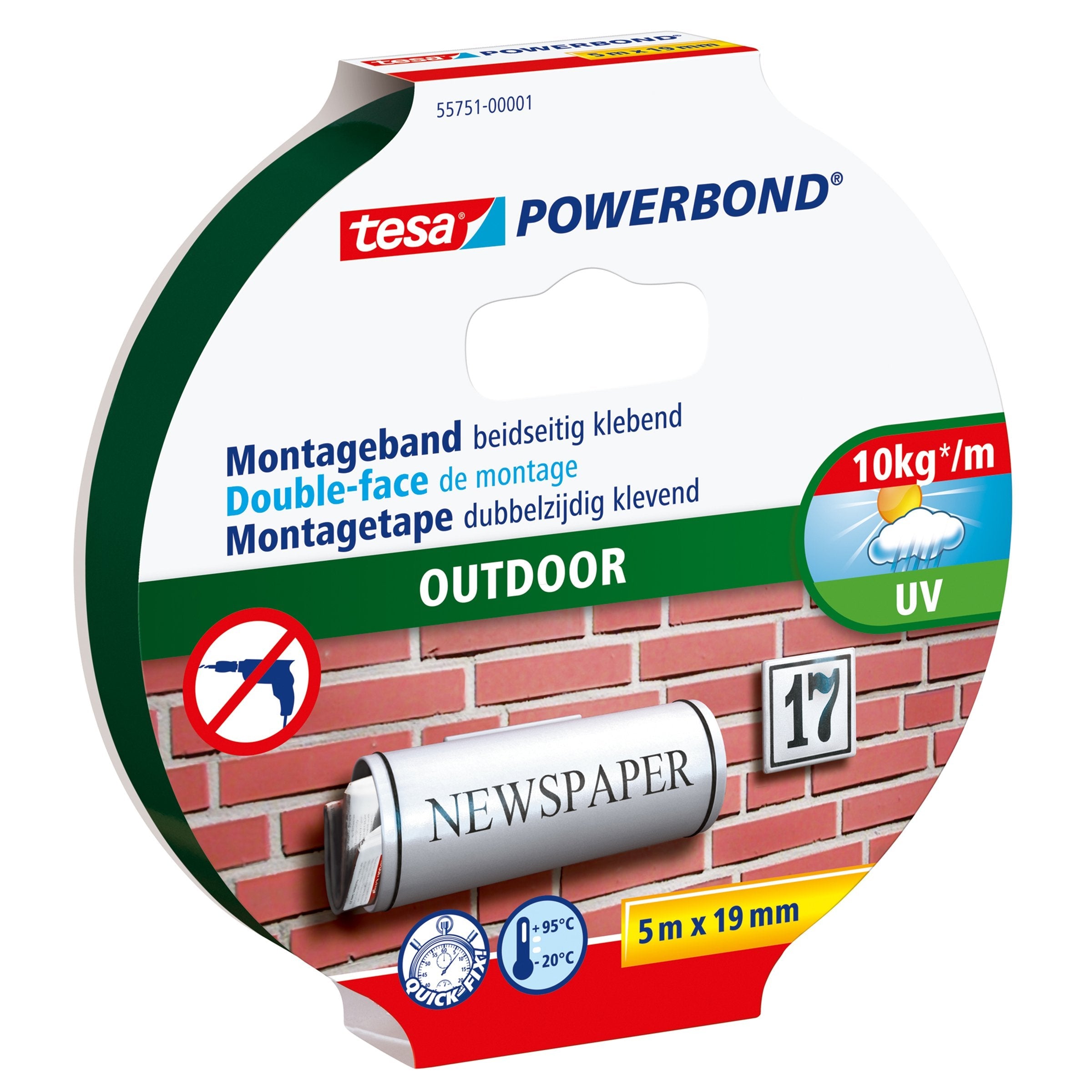 Tesa Powerbond Montageband Outdoor 5m 19mm